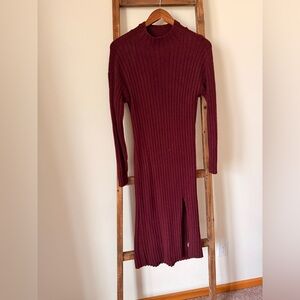 Aerie Deep Red Long Sleeve Dress
